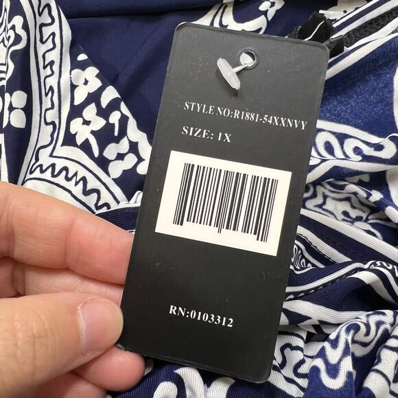 Just Love Womens Kaftan Dress Empire Waist Maxi Floral Print Blue White XL - Picture 10 of 11